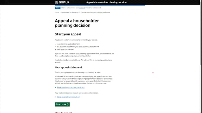 Demo of the householder appeals service