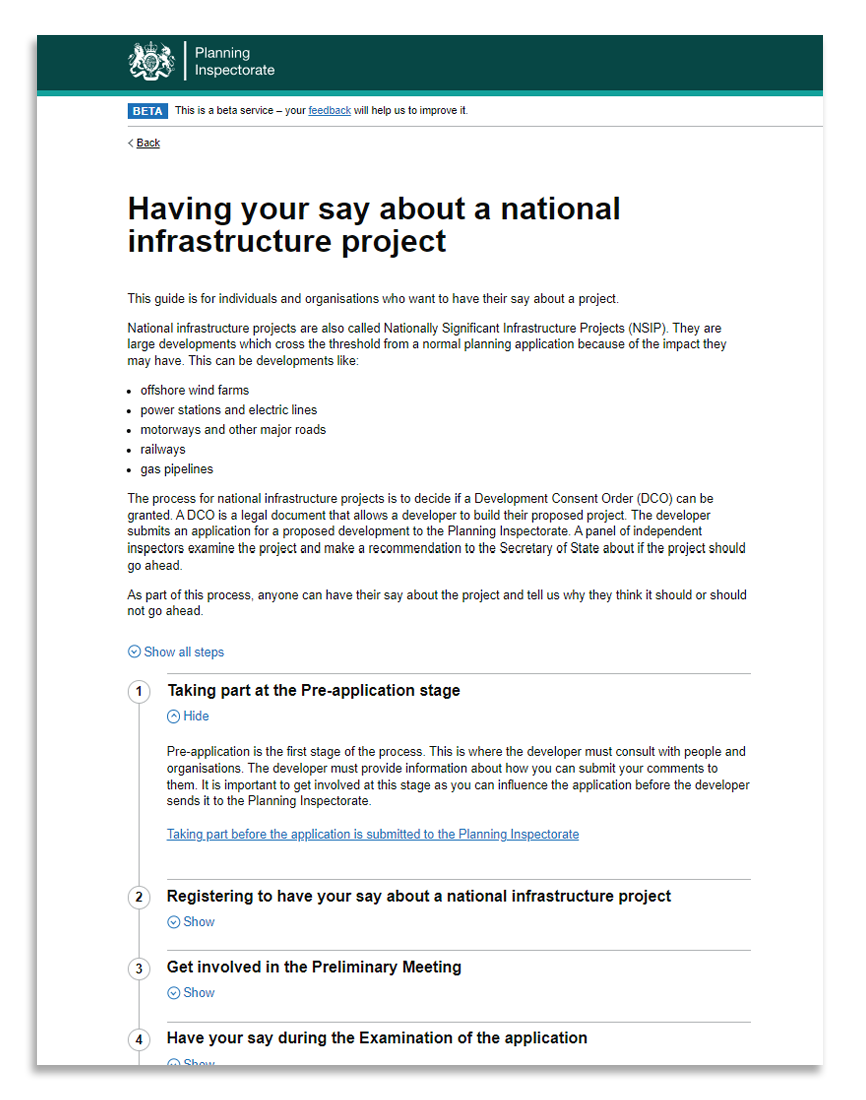 Screenshot of have your say guide