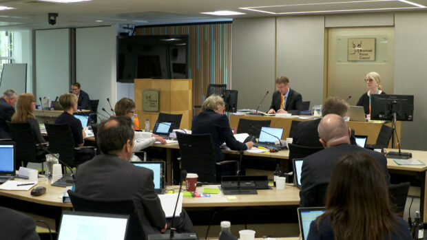 Local plan hearing in progress.
